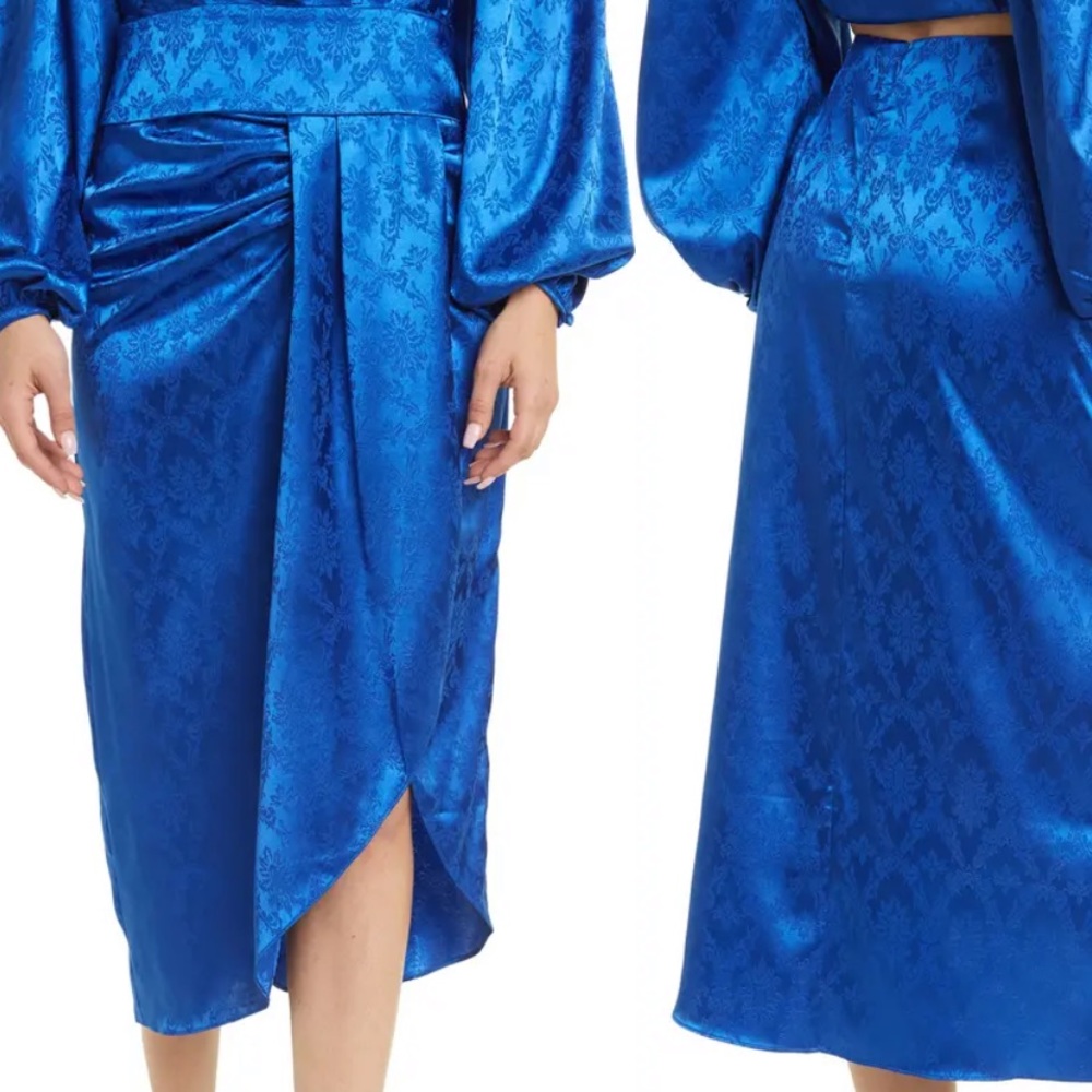 Ronny Kobo Miranda Jacquard Satin Skirt